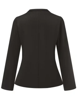 Online Retro Stage 1950s Silver Buttons Solid Coat Black