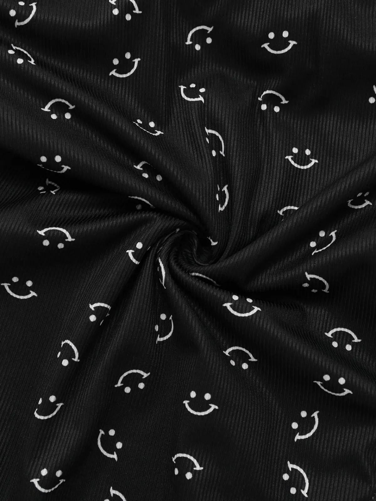 Outlet Retro Stage 1930s Smile Print Ruffles Spaghetti Straps One-Piece Swimsuit Black