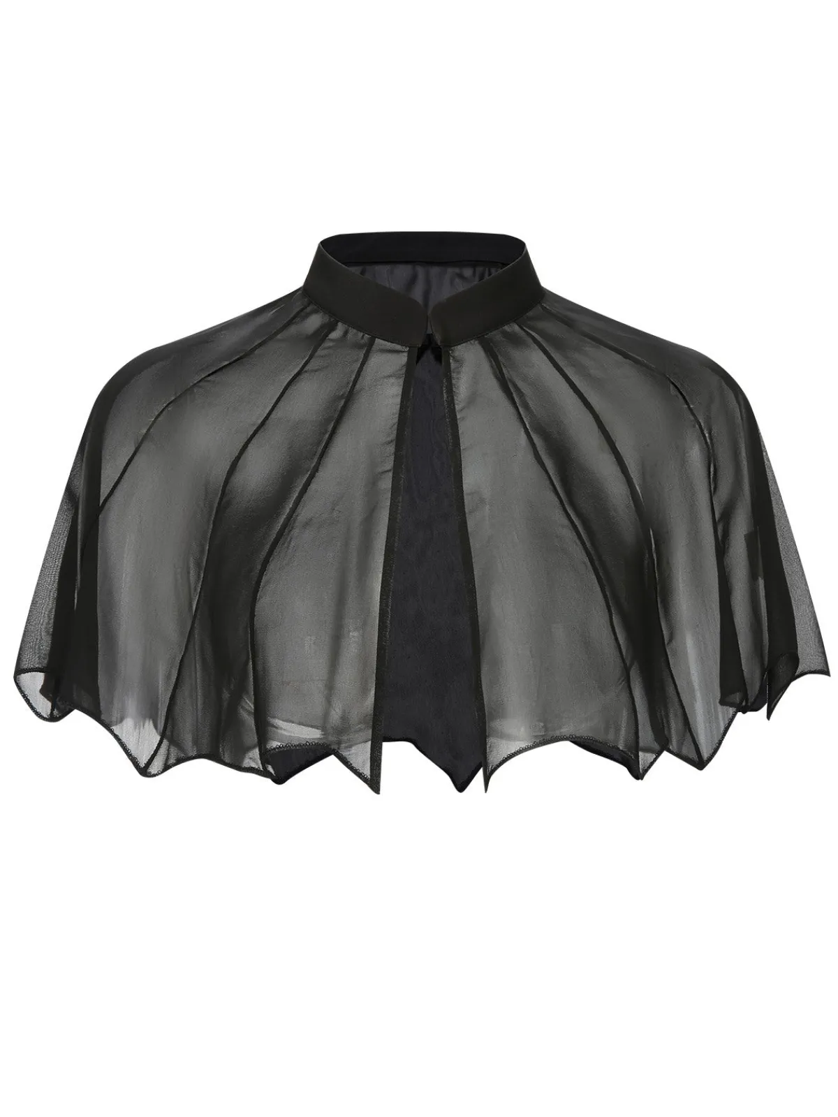 New Retro Stage 1950s Solid Bat Wing Sheer Cape Black