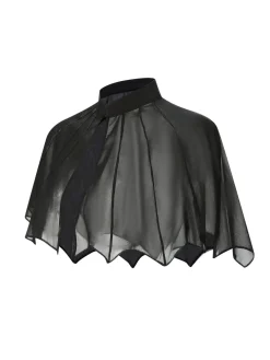 New Retro Stage 1950s Solid Bat Wing Sheer Cape Black