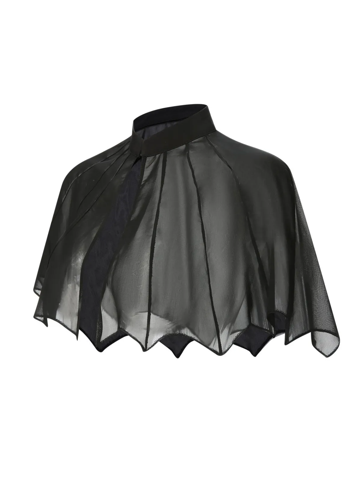 New Retro Stage 1950s Solid Bat Wing Sheer Cape Black
