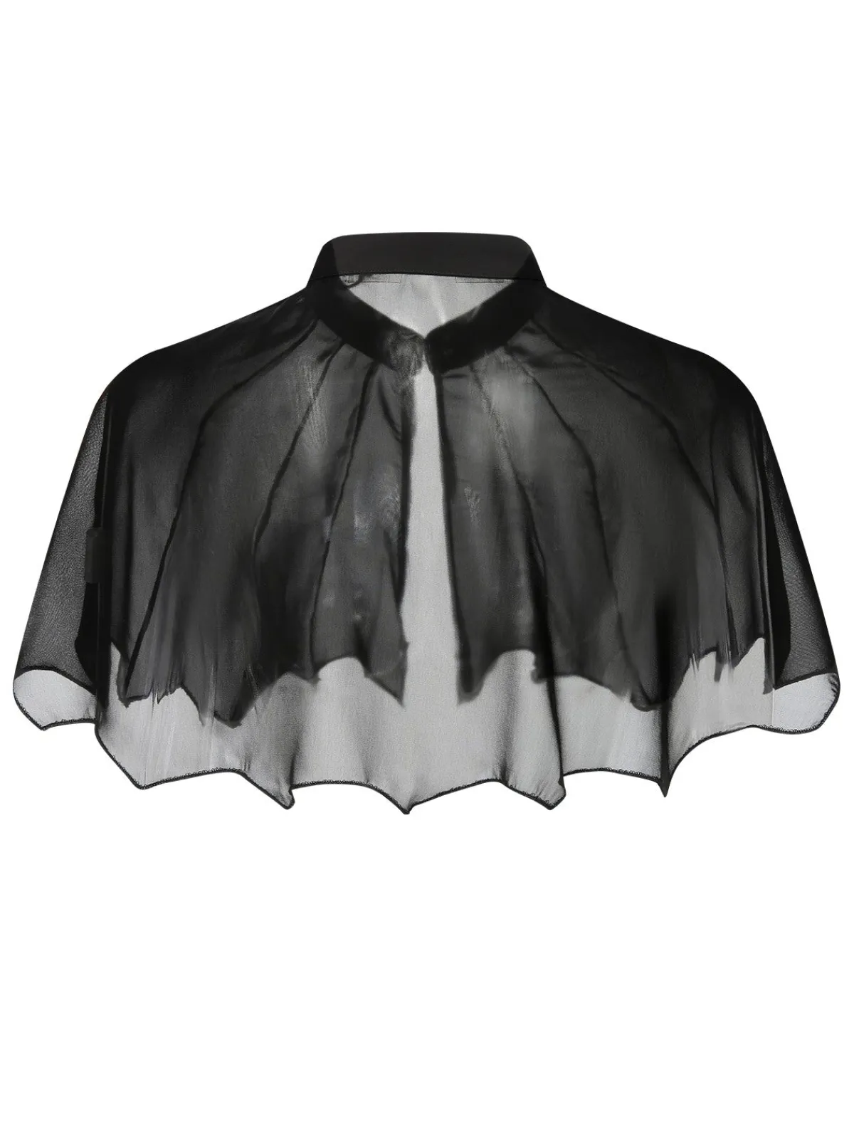 New Retro Stage 1950s Solid Bat Wing Sheer Cape Black