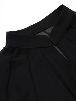 New Retro Stage 1950s Solid Bat Wing Sheer Cape Black