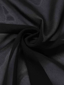 New Retro Stage 1950s Solid Bat Wing Sheer Cape Black