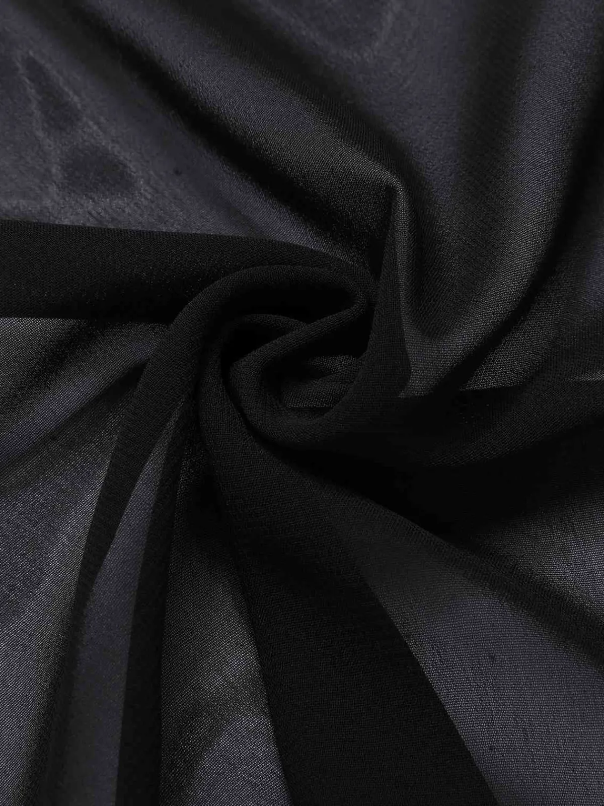 New Retro Stage 1950s Solid Bat Wing Sheer Cape Black