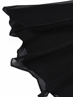 New Retro Stage 1950s Solid Bat Wing Sheer Cape Black