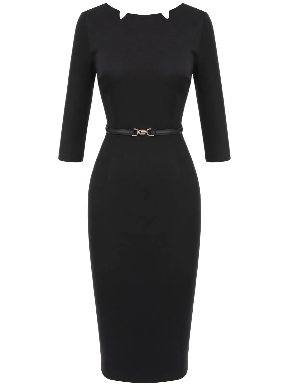 Discount Retro Stage 1960s Solid Boat Neck Wrap Dress Black
