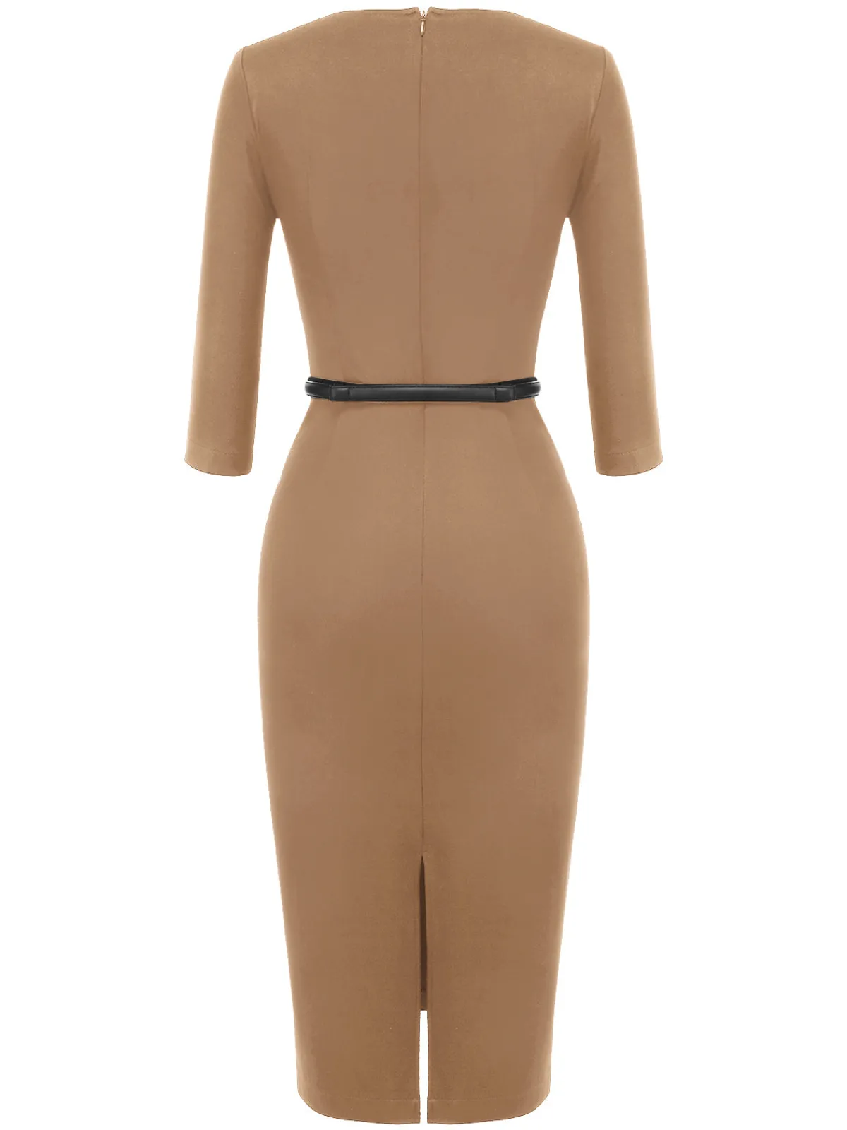 Discount Retro Stage 1960s Solid Boat Neck Wrap Dress Black