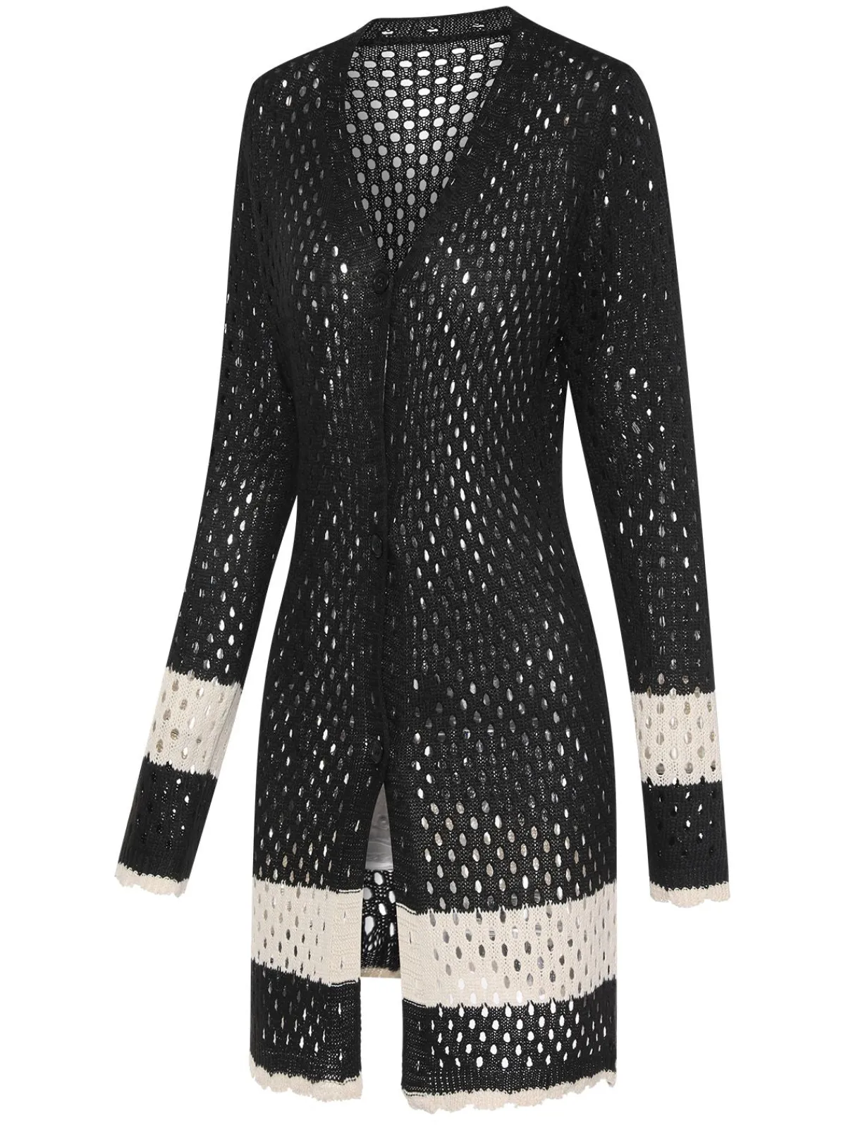 Fashion Retro Stage 1950s Solid Boho Style Hollow Cover Up Black