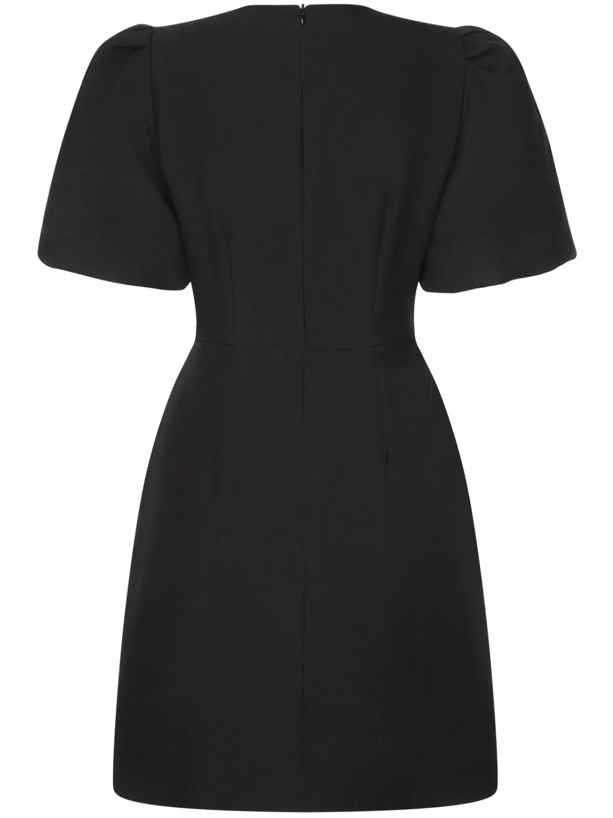 Best Retro Stage 1960s Solid Bow Hollow Puff Dress Black