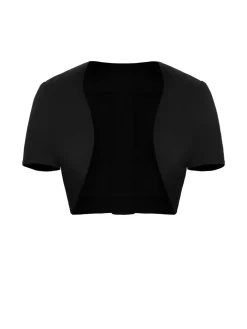New Retro Stage 1950s Solid Bow Short Jacket Black