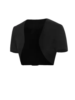 New Retro Stage 1950s Solid Bow Short Jacket Black