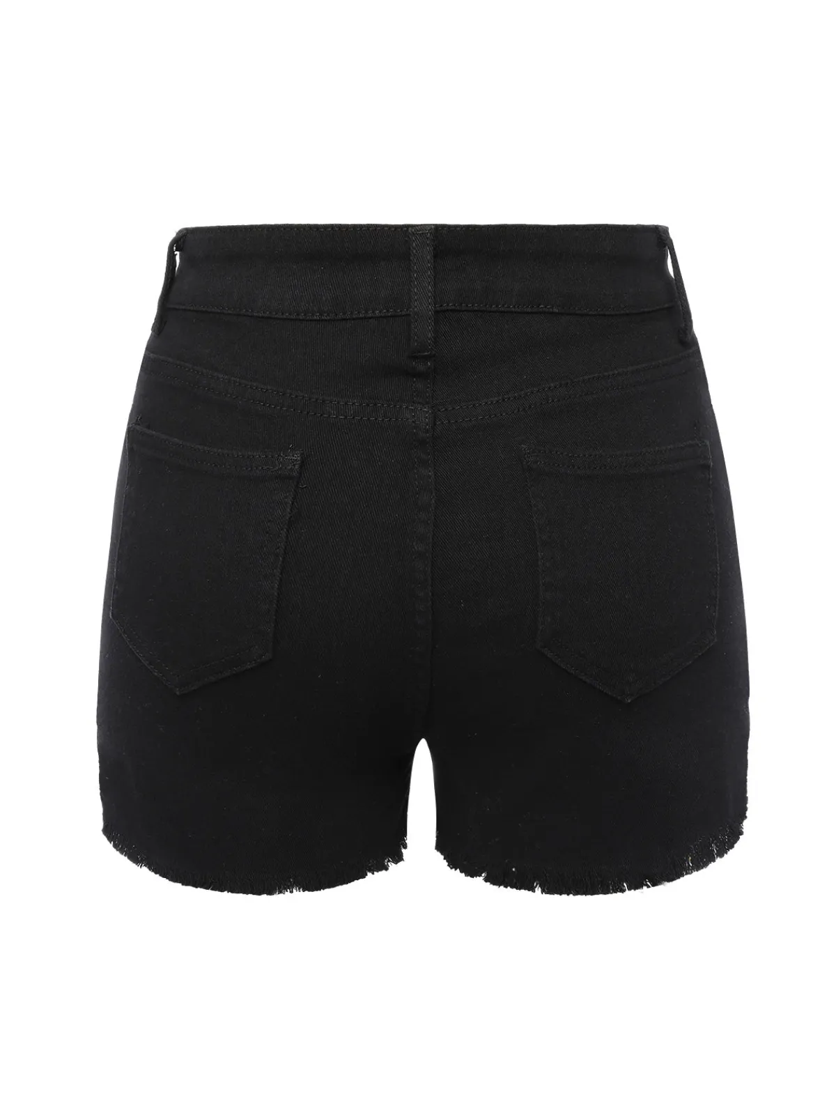 Outlet Retro Stage 1960s Solid Button Denim Shorts Black