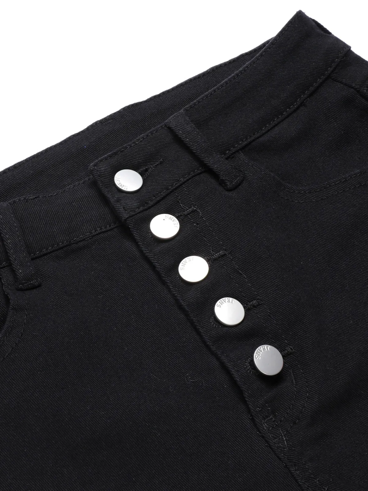 Outlet Retro Stage 1960s Solid Button Denim Shorts Black