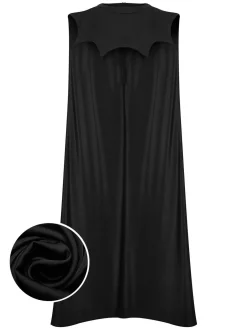 Discount Retro Stage 1950s Solid Color Bat Cloak Black