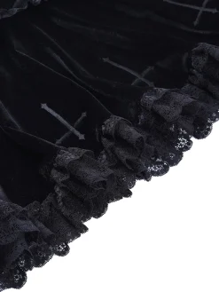 Discount Retro Stage 1980s Solid Embroidered Lace Skirt Black