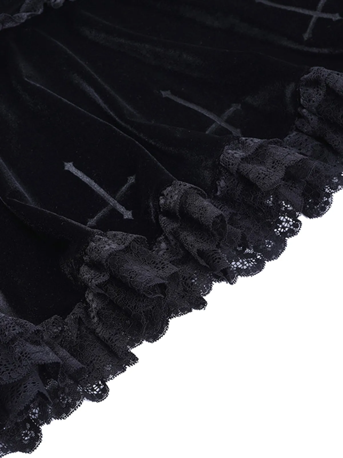 Discount Retro Stage 1980s Solid Embroidered Lace Skirt Black