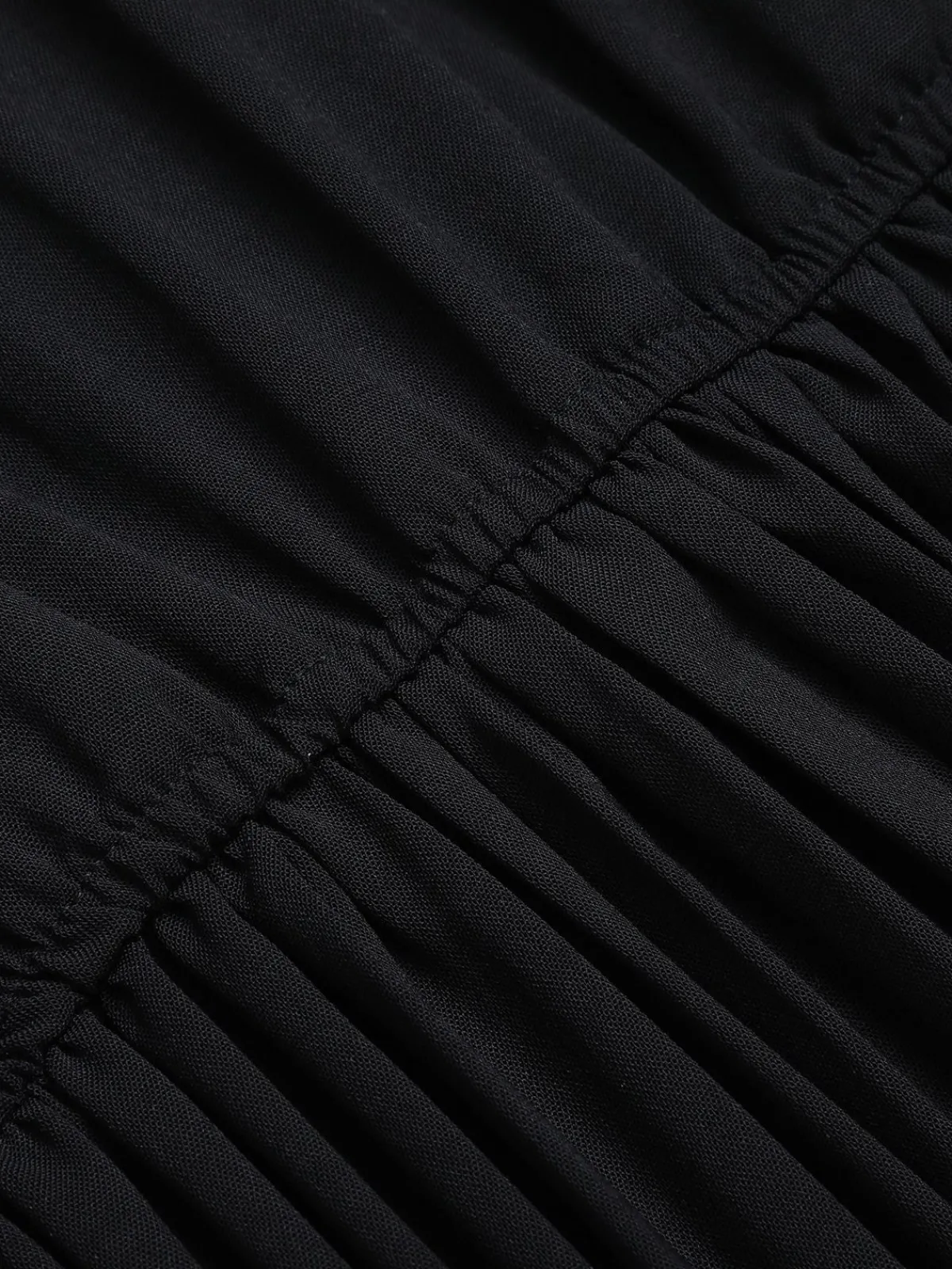 New Retro Stage 1940s Solid Flying Sleeve Pleated Dress Black