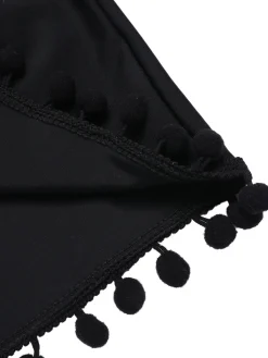 Fashion Retro Stage 1970s Solid Fur Ball Tassel Shorts Black