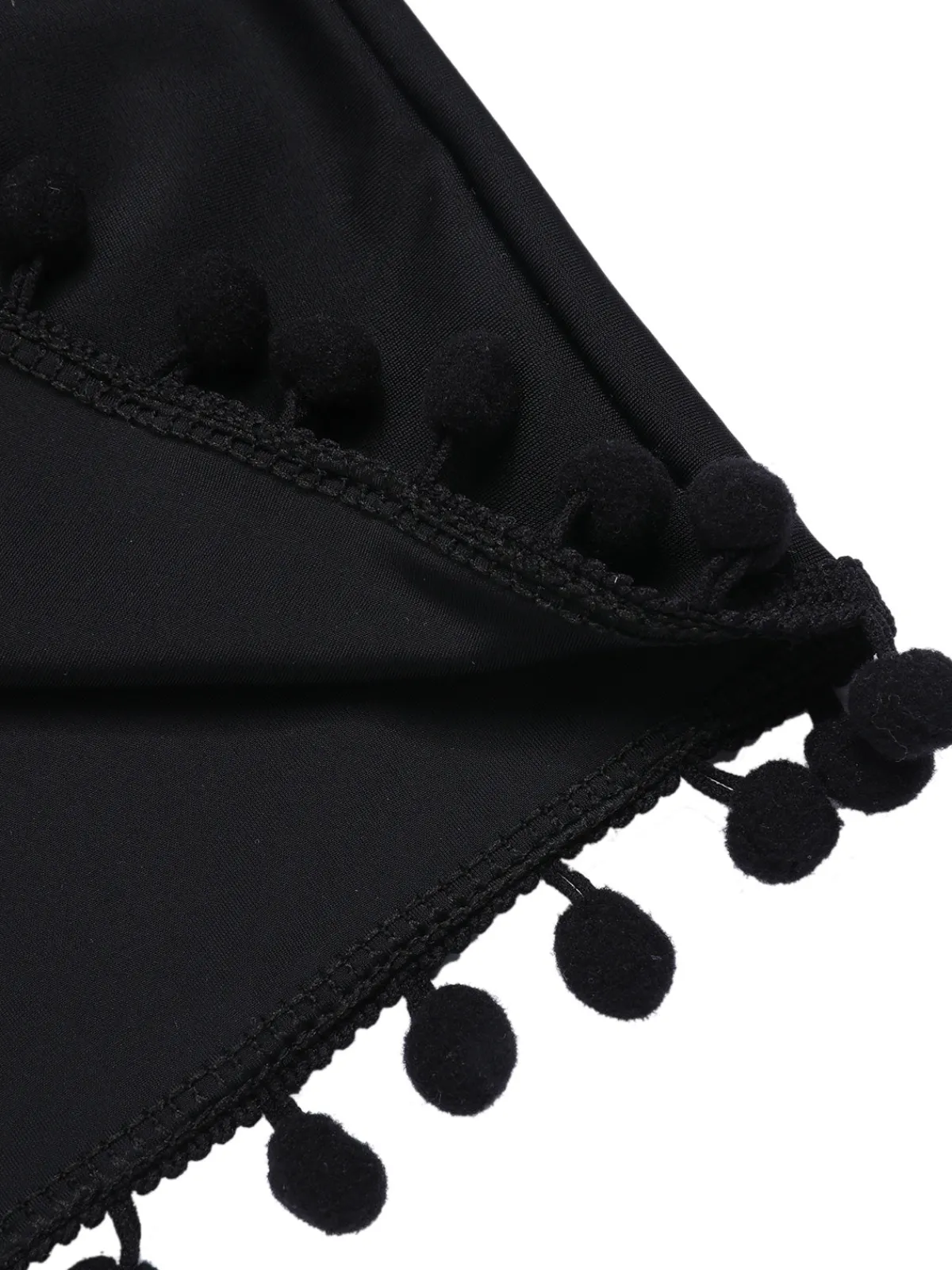 Fashion Retro Stage 1970s Solid Fur Ball Tassel Shorts Black
