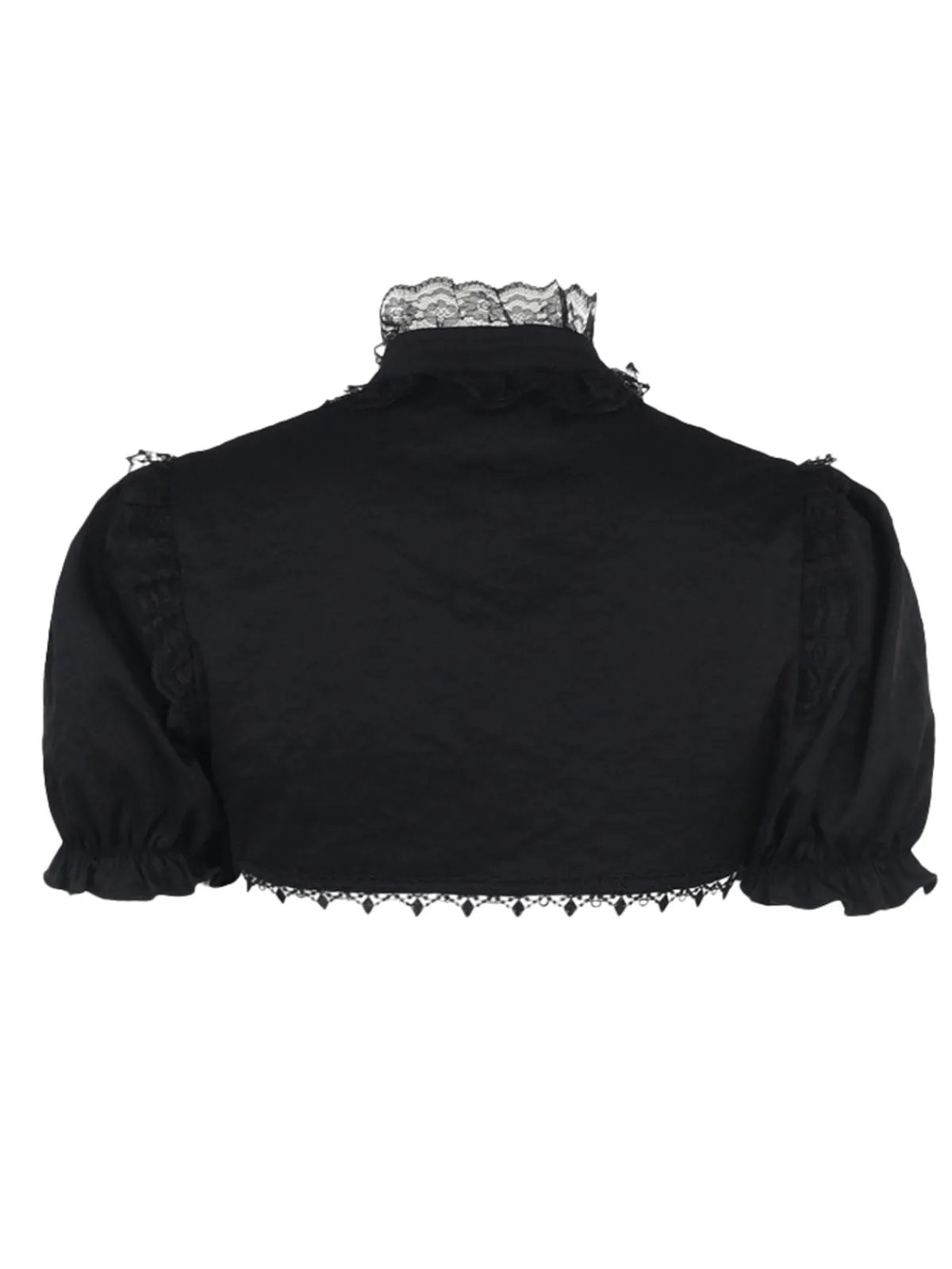 Hot Retro Stage 1980s Solid Gothic Puff Sleeves Short Cape Cardigan Black