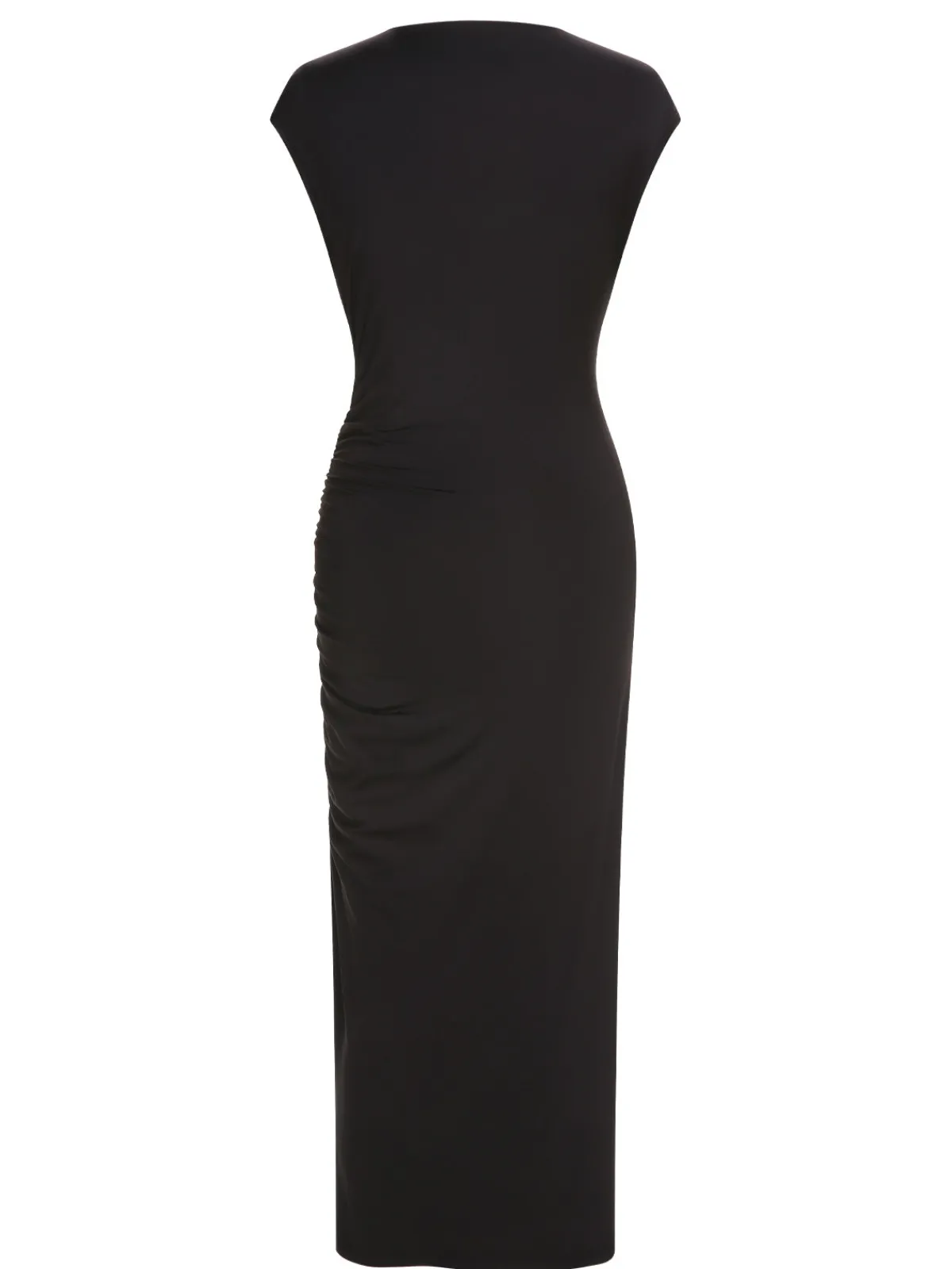 Discount Retro Stage 1960s Solid High Slit Dress Black
