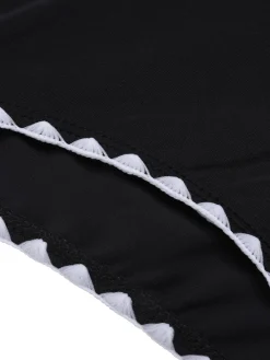 Discount Retro Stage 1950s Solid Jagged Edge Swimsuit Black
