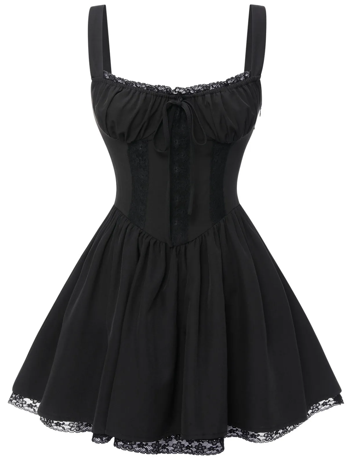 Fashion Retro Stage 1950s Solid Lace Gothic Dress Black