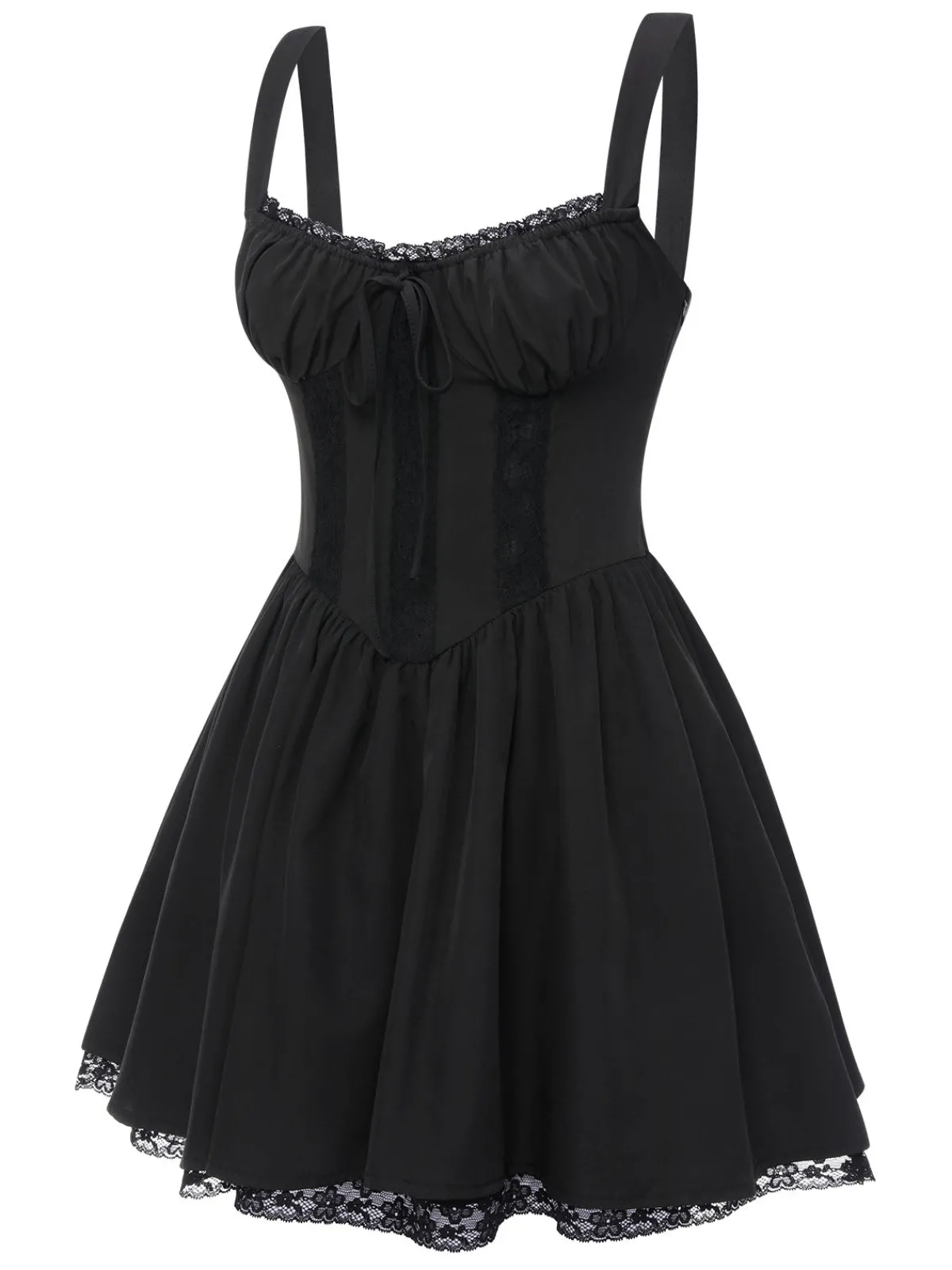 Fashion Retro Stage 1950s Solid Lace Gothic Dress Black