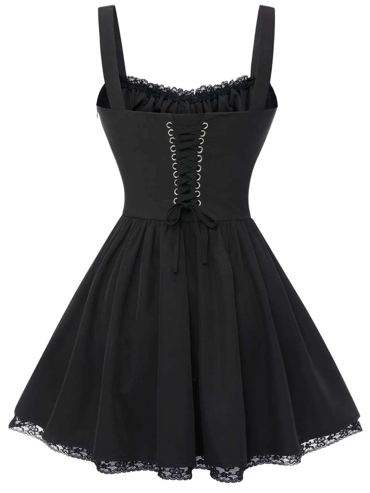 Fashion Retro Stage 1950s Solid Lace Gothic Dress Black