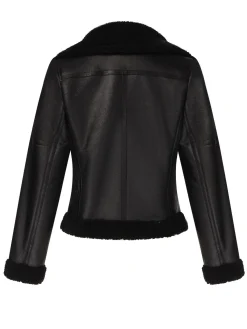 Hot Retro Stage 1960s Solid Lapel Faux Leather Coat Black