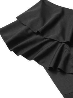 Discount Retro Stage 1940s Solid One Shoulder Jumpsuit Black