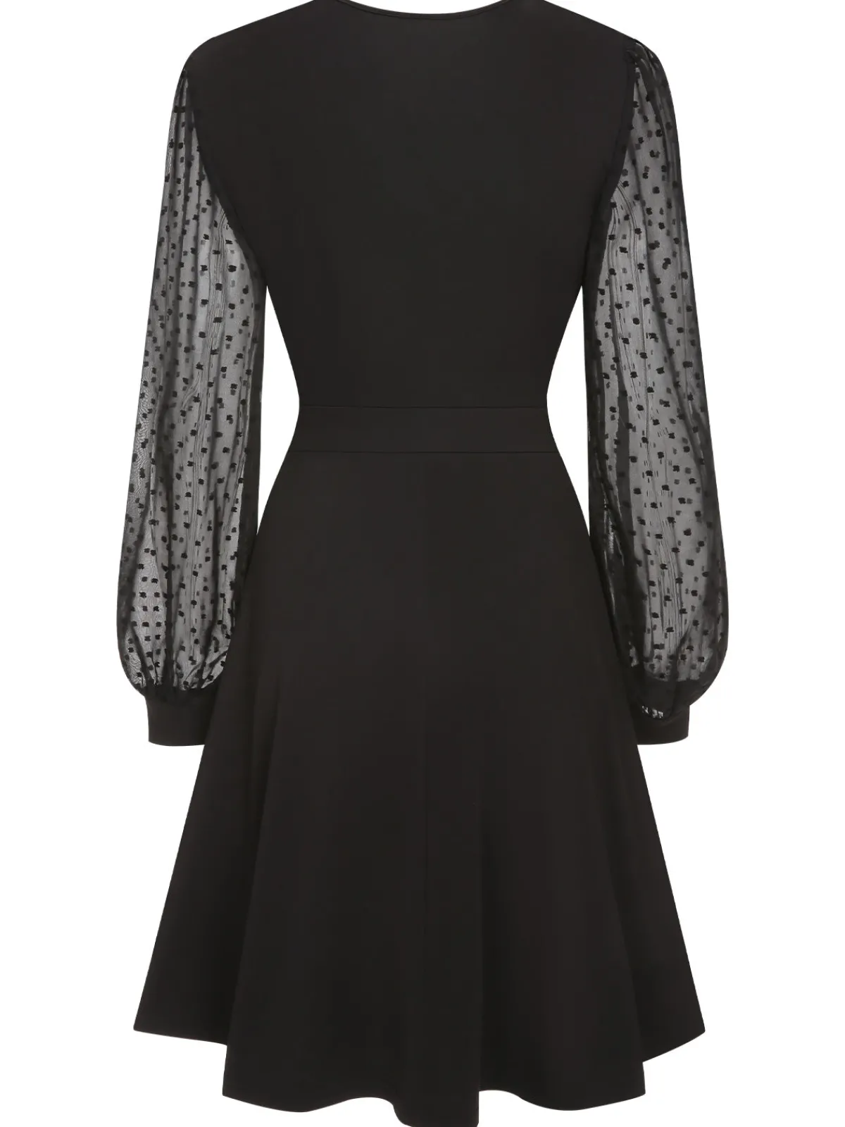 Sale Retro Stage 1950s Solid Patchwork Dress Black