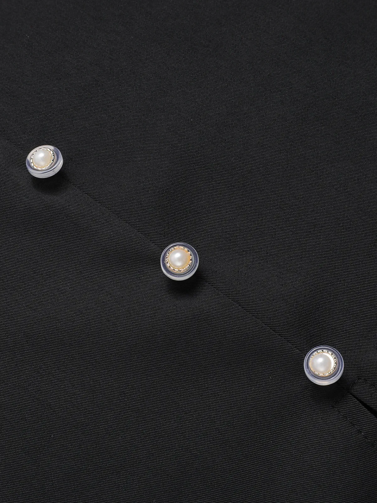 Online Retro Stage 1960s Solid Pearl Buttons Suspender Dress Black