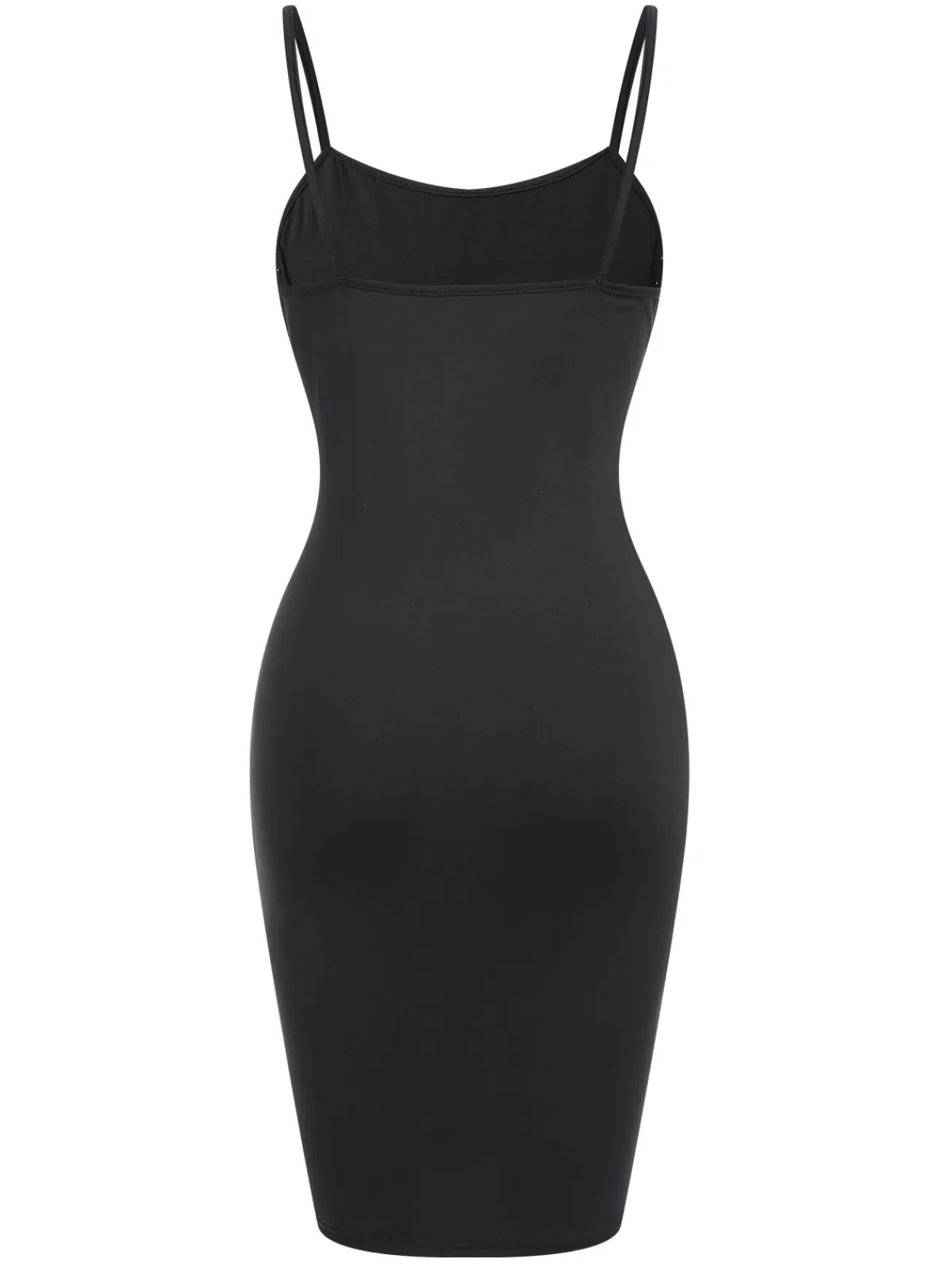 New Retro Stage 1960s Solid Pearl Spaghetti Straps Dress Black