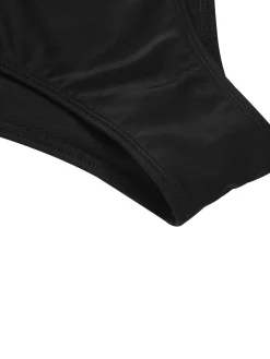 Discount Retro Stage 1950s Solid Ruffled Strap Swimsuit Black