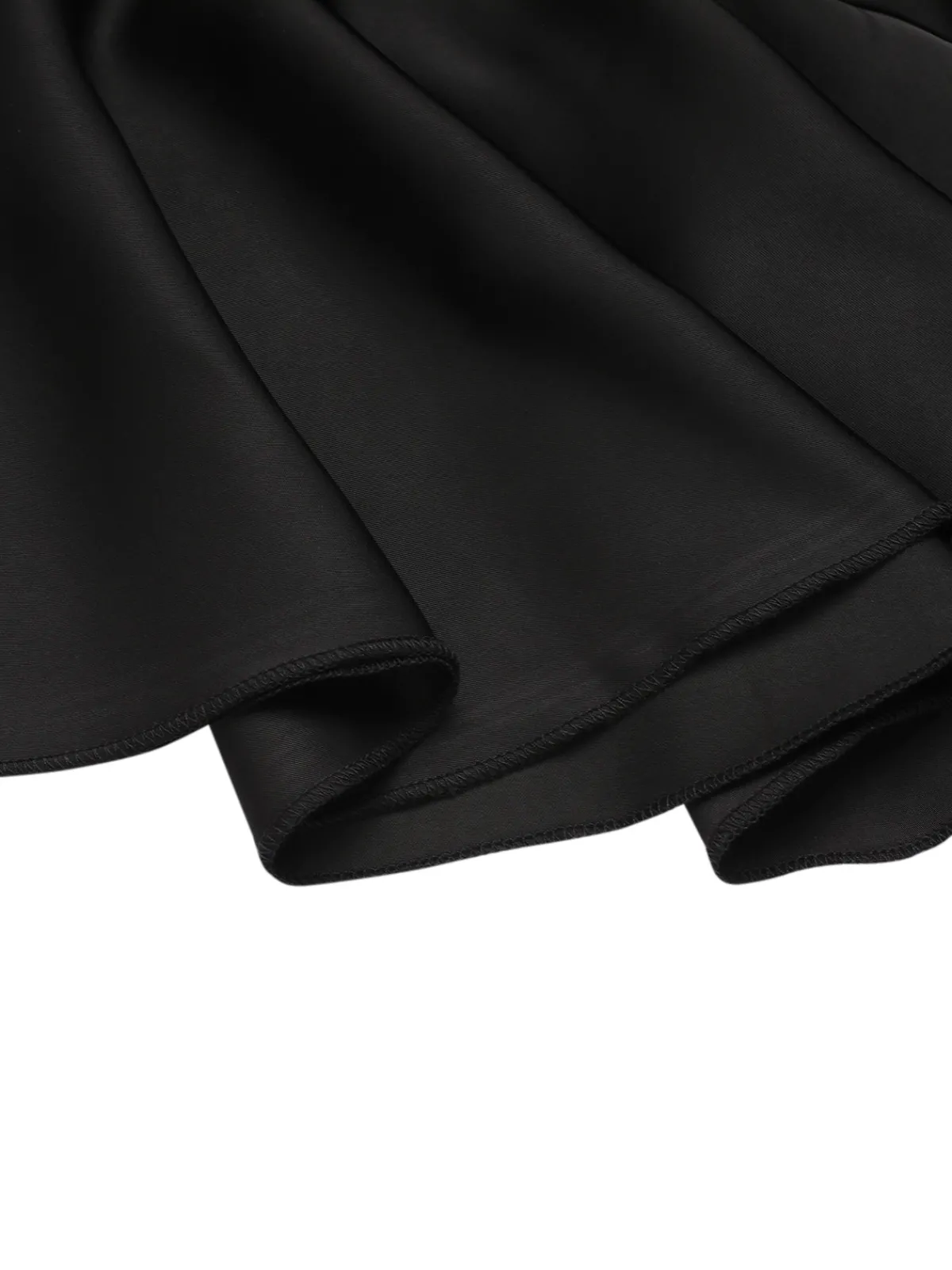 Online Retro Stage 1950s Solid Ruffled-Sleeve Blouse Black
