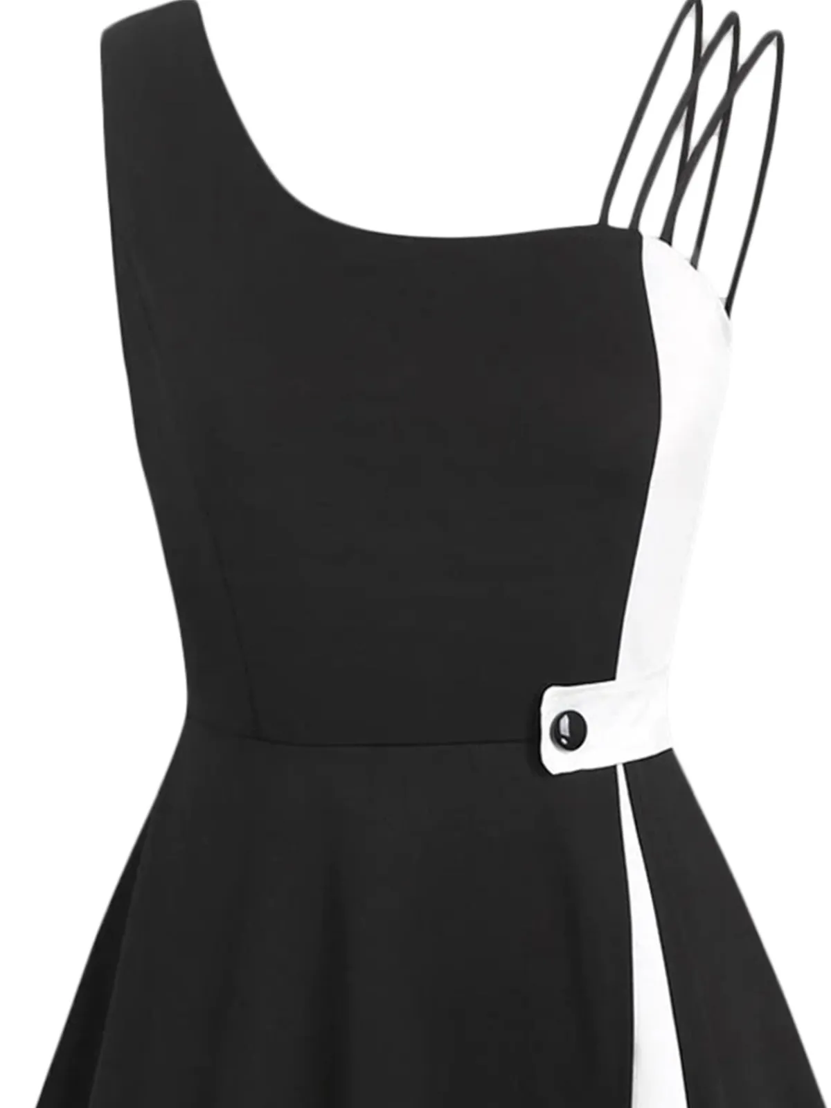 Best Retro Stage 1950s Solid Spaghetti Dress Black