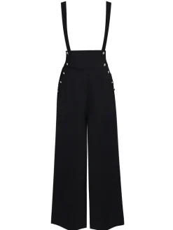 Discount Retro Stage Black 1930s Solid Suspender Pants