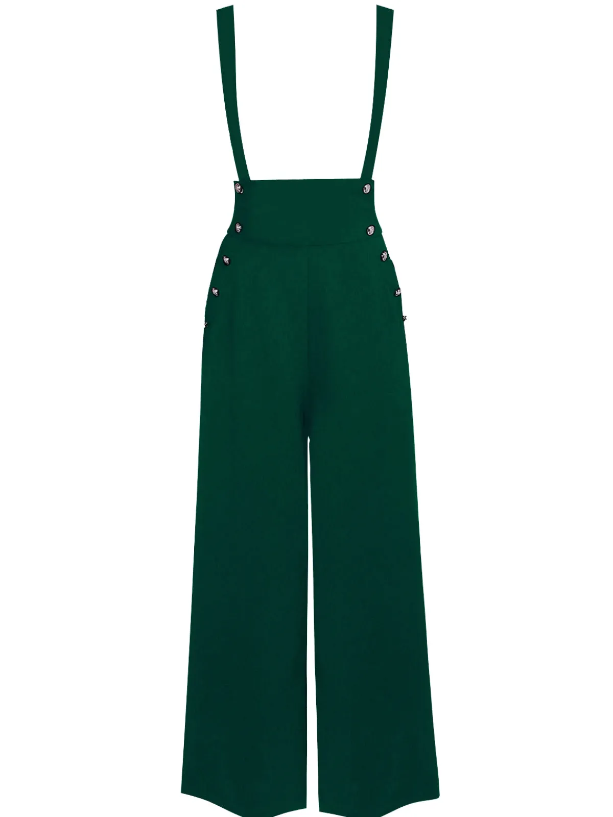 Discount Retro Stage Black 1930s Solid Suspender Pants