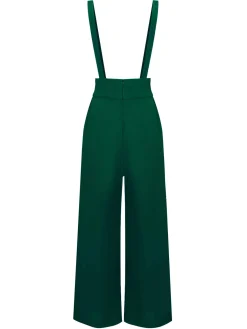 Discount Retro Stage Black 1930s Solid Suspender Pants