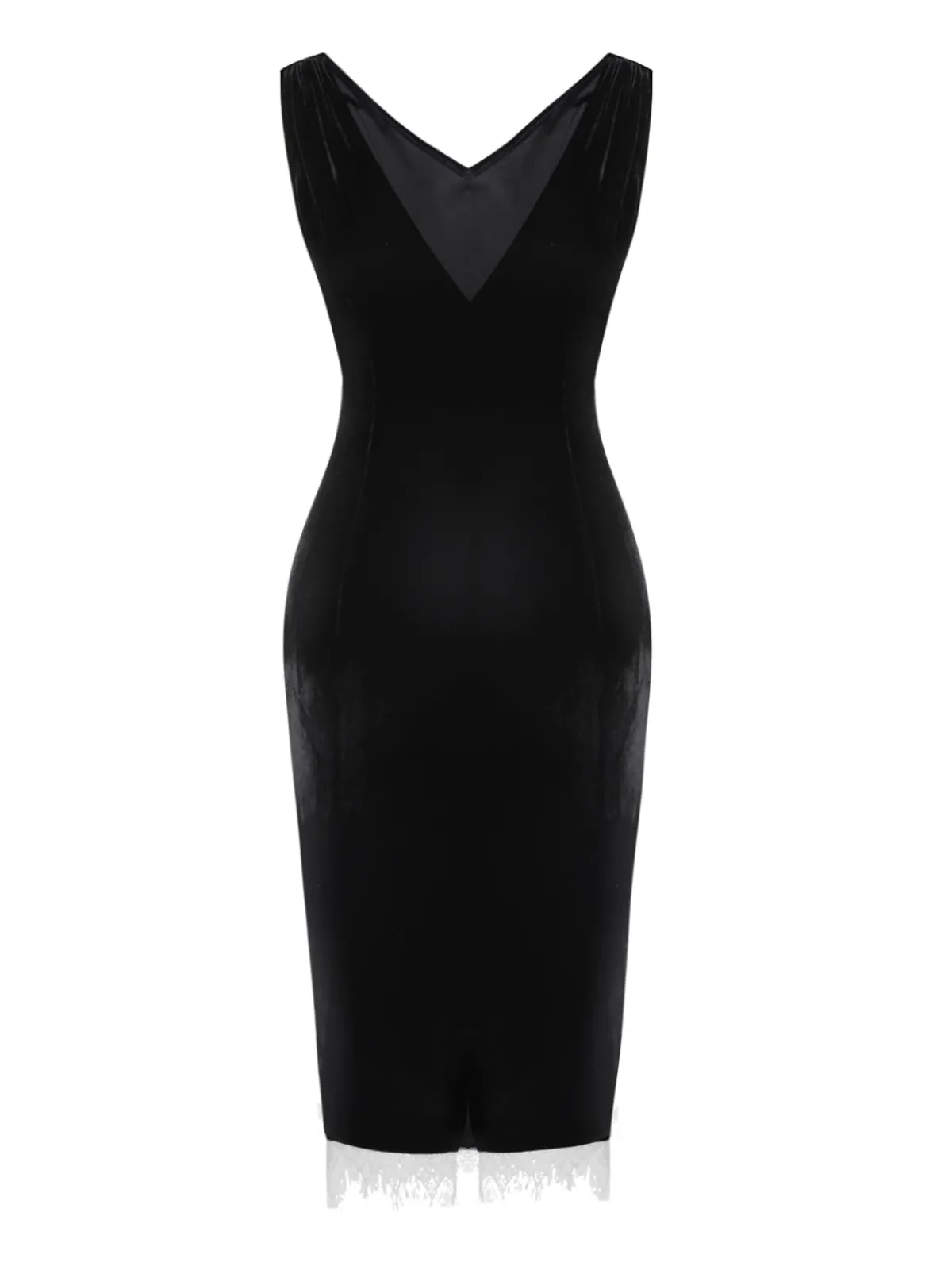New Retro Stage 1960s Solid Velvet Bow Dress Black