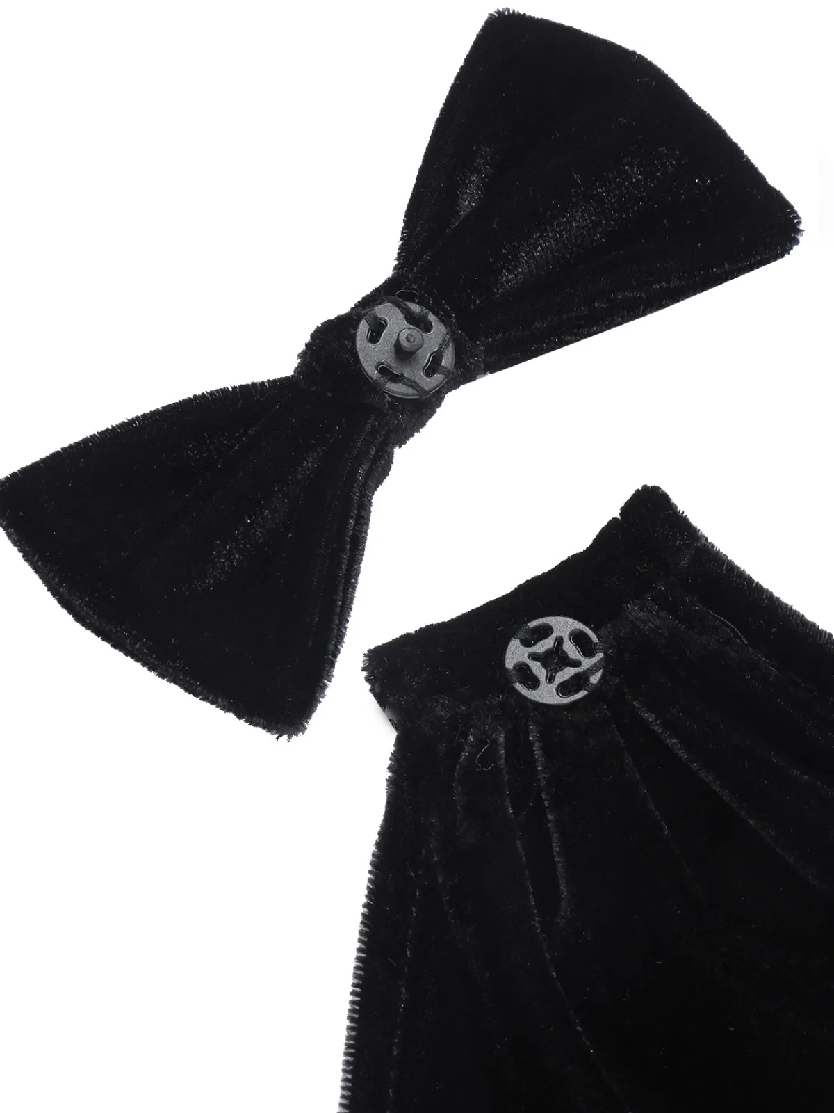 New Retro Stage 1960s Solid Velvet Bow Dress Black
