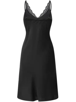New Retro Stage Black 1950s Solid V-Neck Lace Nightgown