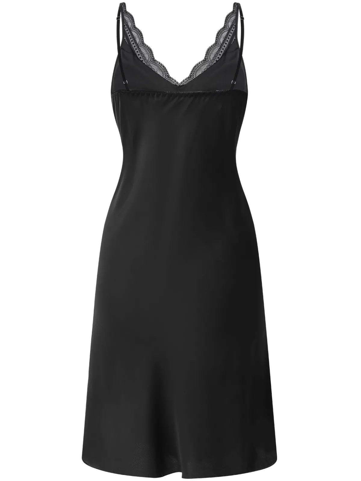 New Retro Stage Black 1950s Solid V-Neck Lace Nightgown