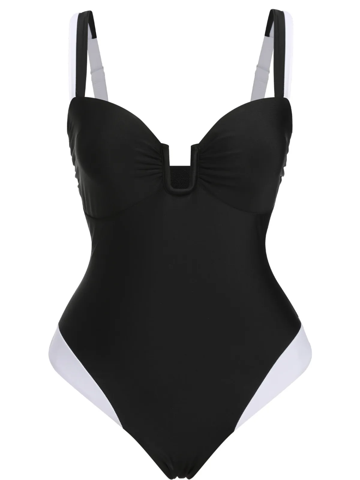 Sale Retro Stage 1930s Spaghetti Strap One-Piece Swimsuit Black