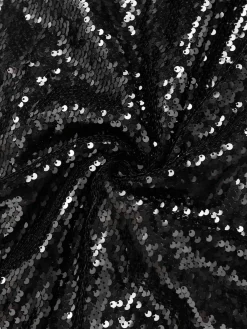 Online Retro Stage 1930s Spaghetti Strap Tie Back Sequined Dress Black