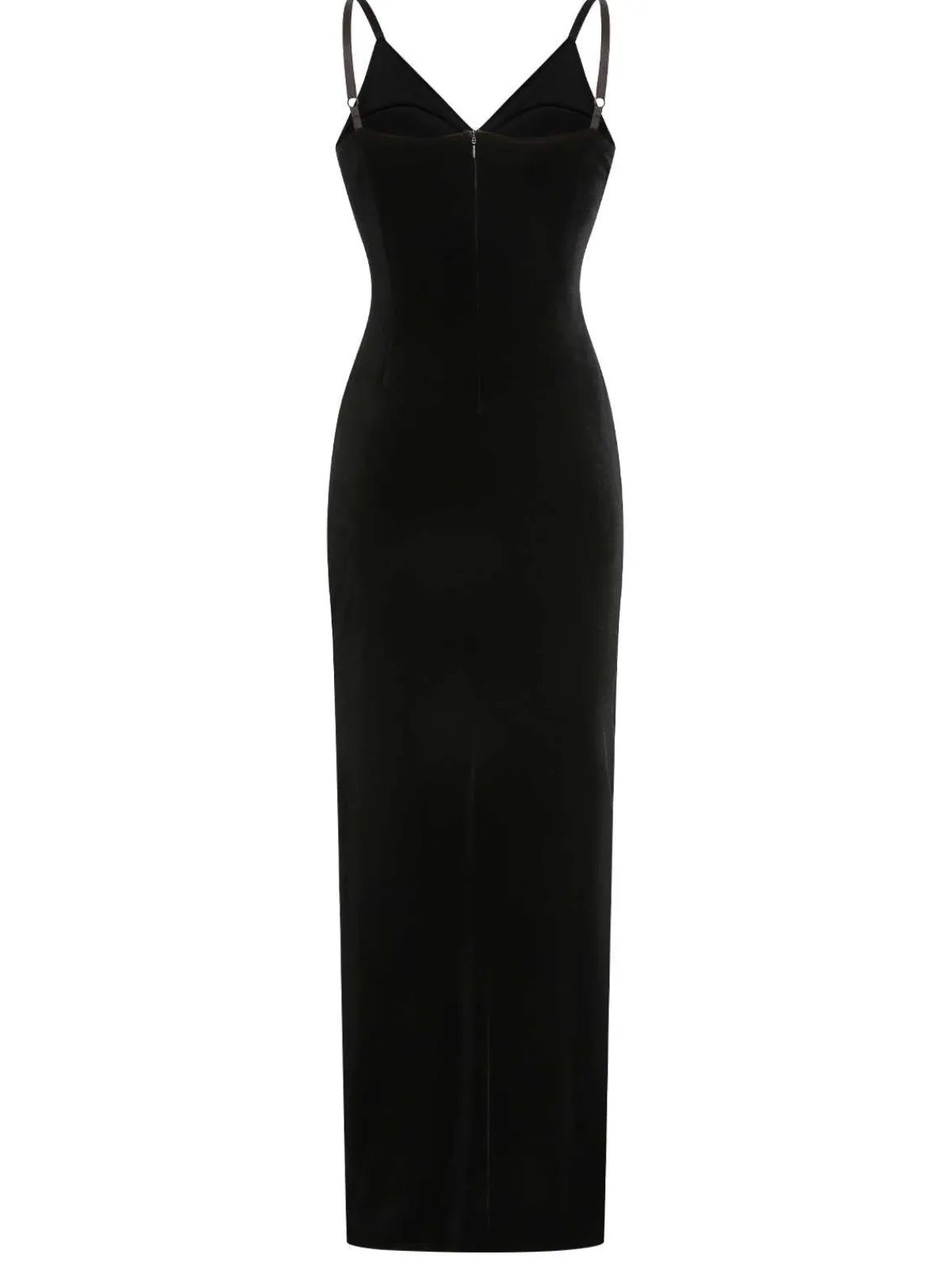 Online Retro Stage 1960s Spaghetti Strap Velvet Beading Dress Black