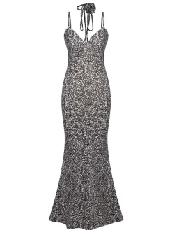 Hot Retro Stage 1930s Spaghetti Straps Mermaid Dress Black