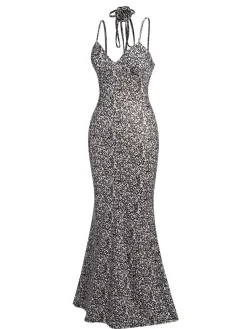 Hot Retro Stage 1930s Spaghetti Straps Mermaid Dress Black